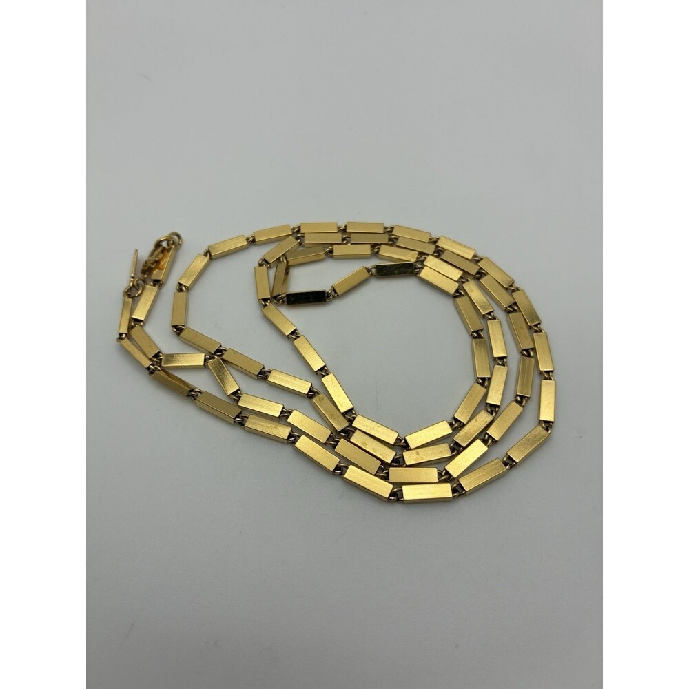 Monet Gold Tone Rectangle Bar Link Necklace 29” Length VTG Long Layering